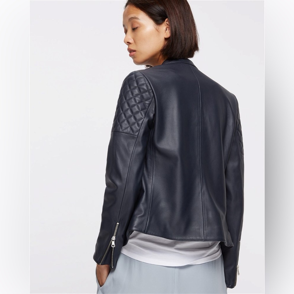 Jigsaw 100% Napa leather black biker jacket. Women’s size 4. Pristine! - Picture 4 of 13